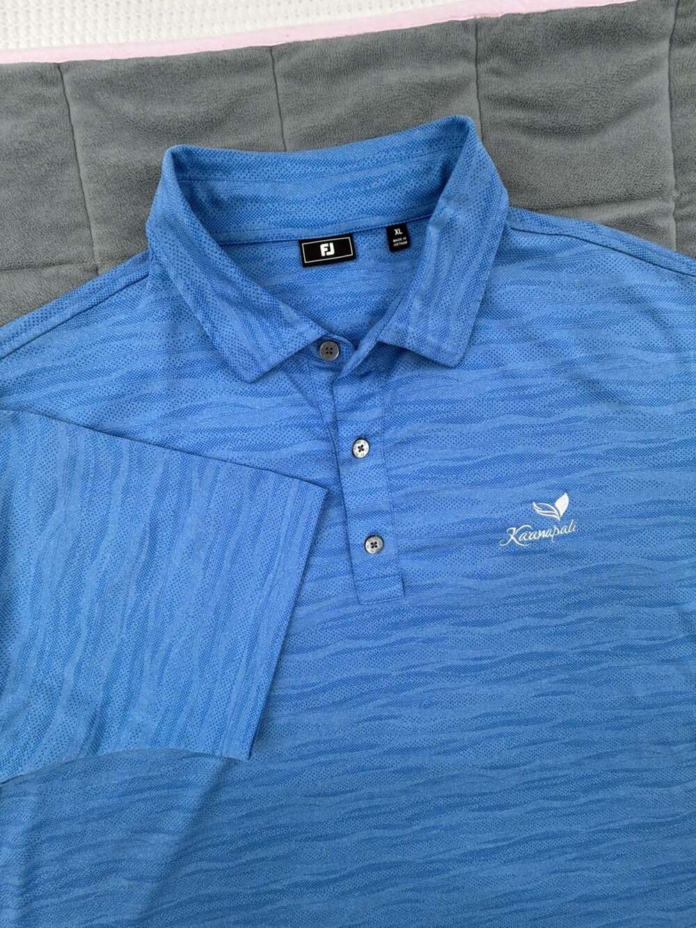 FootJoy Kaanapali Golf Club Polo Size XL Blue Wave Print Short Sleeve